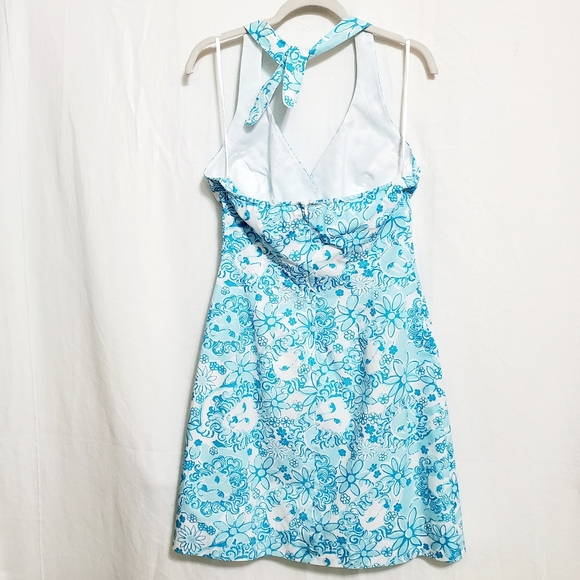 Lilly Pulitzer Halter Top Dress Blue Lion Print White Label - Picture 4 of 7